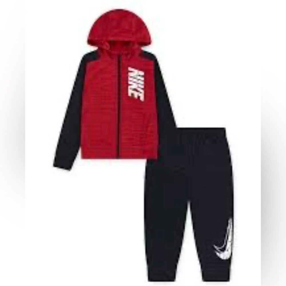 Boys Size 4 Nike Kids Red and Black Tracksuit NWT